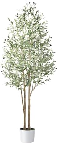 6ft Artificial Olive Tree with Natural Wood Trunk and Lifelike Fruits