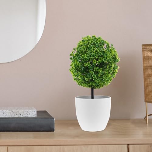 2 Pcs Artificial Topiary Ball Fake Potted Plant Decor