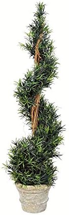 Vickerman Artificial Spiral Rosemary Tree 45 Inch Potted