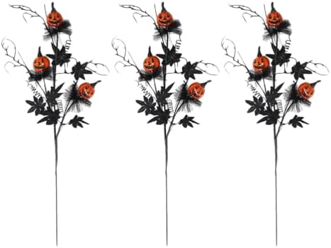 3pcs Artificial Maple Leaf Halloween Black Twigs Decor