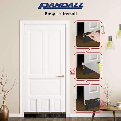 Randall Door Sweep with Black Brush and Brown Trim
