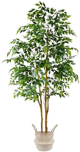 7ft Artificial Ficus Tree with Basket for Home Decor