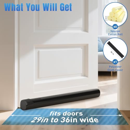 BlissTrends Door Draft Stopper 36 Inch Black
