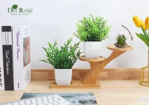 Der Rose 2 Pack Artificial Plants Mini Greenery Potted Decor