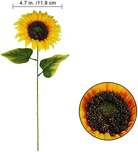 Winlyn 9-Pack Artificial Sunflower Stems for Vase Bouquets Centerpieces