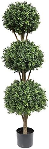 56 Inch Boxwood Triple Ball Artificial Topiary Tree