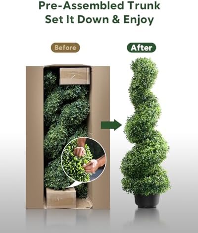 FutureNest Artificial Boxwood Topiary Trees 3ft 2 Piece Set