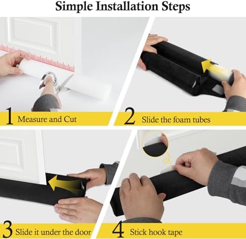 Fowong Under Door Draft Stopper Black Adjustable 30-36 Inch