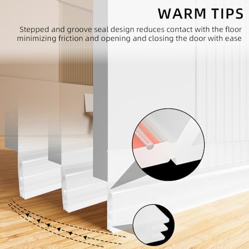 Ormein Door Draft Stopper 39 Inch Transparent Adjustable Seal