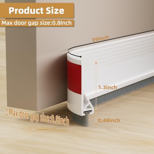 cuysfead 39 Inch Door Draft Stopper with Brush White