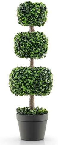 Goplus 35 Inch Artificial Boxwood Topiary Tree