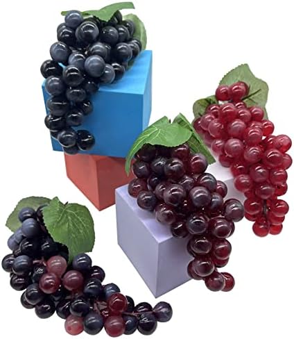 Woohome 4 Bunches Artificial Grapes with Vines