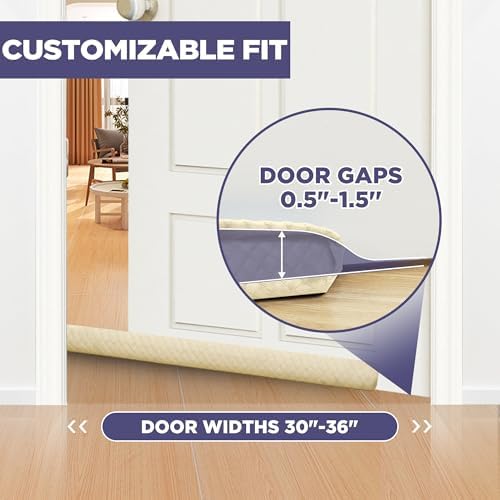 Ciieyuo Door Draft Stopper Velour Insulation Noise Blocker