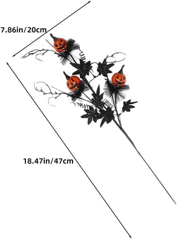 3pcs Artificial Maple Leaf Halloween Black Twigs Decor
