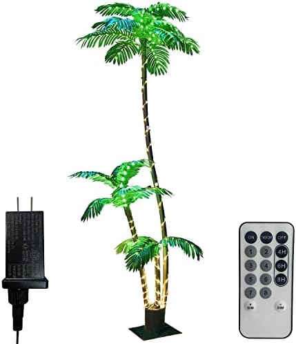 Artificial Palm Tree with 260 LED Lights 7 Feet 3 Trunks