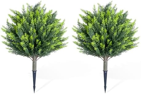 256 Inch Artificial Topiary Ball Tree Set of 2 with Ground Spike
