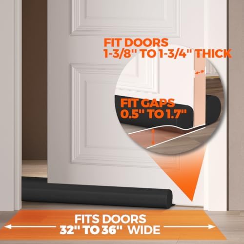 Holikme Adjustable Door Draft Stopper Black