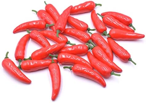 25pcs Mini Artificial Red Pepper for Home Kitchen Decoration