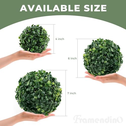 Framendino 6 Pack 4 Inch Artificial Topiary Plant Balls