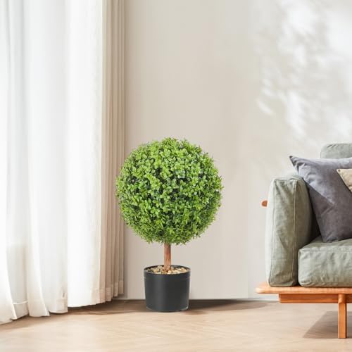 VEVOR Artificial Boxwood Topiaries 24 Inch Tall 2 Pack