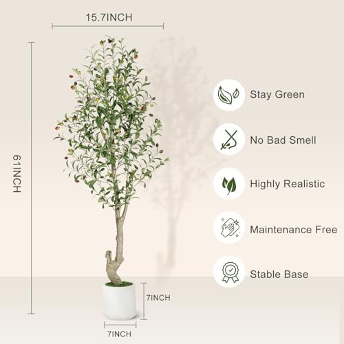 GarveeHome Faux Olive Tree 5ft Artificial Indoor Decor