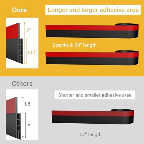 2 Packs Door Draft Stopper Black 393 Inch Weather Stripping Seal
