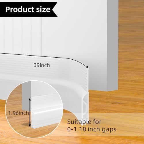 Ormein Door Draft Stopper 39 Inch Transparent Adjustable Seal