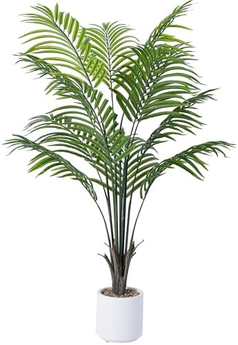 Jocoevol 4FT Artificial Areca Palm Tree with 12 Trunks and Real Bark