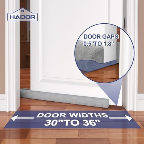Hador 36 Inch Door Draft Stopper Grey Double Sided