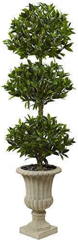 Nearly Natural 55ft Triple Bay Leaf Topiary Tree in Urn