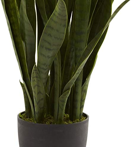 Nearly Natural Green 35in Sansevieria with Black Planter