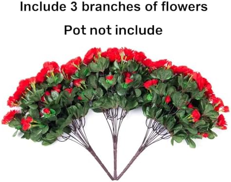 Faux Silk Red Camellia Flowers 3 Bundle Outdoor Decor