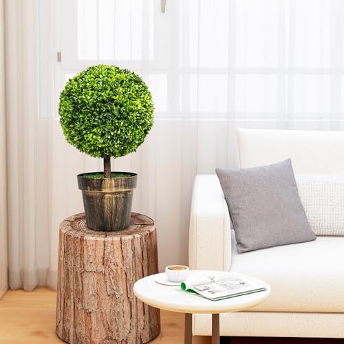 SAFEPLUS 22 Inch Artificial Boxwood Topiary Tree 2 Pack