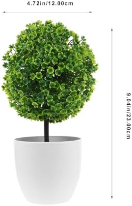 2 Pcs Artificial Topiary Ball Fake Potted Plant Decor