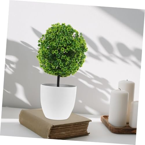 2Pcs Green Plastic Flower Ball Artificial Topiary Decor