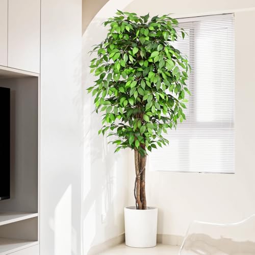 7ft Ficus Artificial Tree with Realistic Leaves and Moss