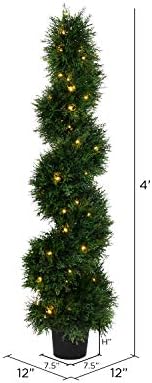 Vickerman Pre-Lit LED Cedar Topiary Spiral Tree 4ft Tall