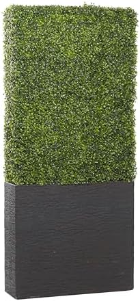 Deco 79 Artificial Topiary Boxwood Hedge with Black Cement Planter