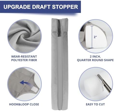 Hador 36 Inch Door Draft Stopper Grey Double Sided