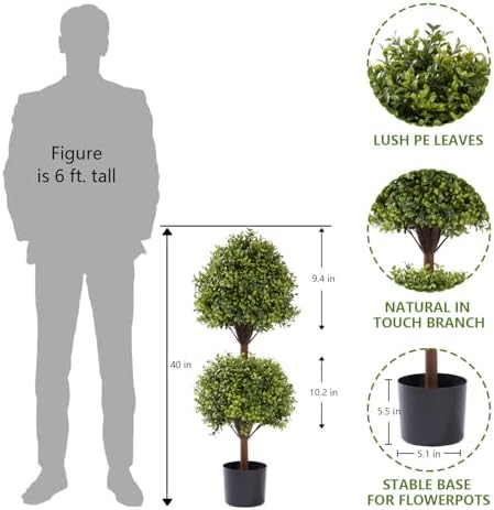 THE BLOOM TIMES Artificial Boxwood Topiary Set of 2