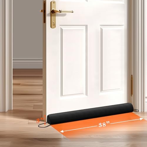 Sunolga 38 Inch Door Draft Stopper with Removable Cover Black