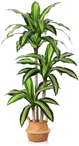 Ferrgoal 5 Ft Dracaena Tree Artificial Plants with Woven Seagrass Basket