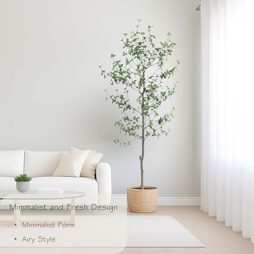 Bellacat 7ft Artificial Quince Leaf Tree with Realistic Trunk