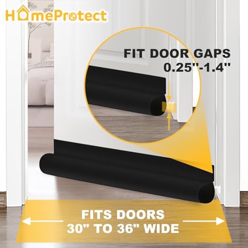 HomeProtect 2 Pack Adjustable Door Draft Stopper Black
