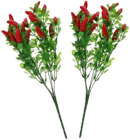 2Pcs Lifelike Artificial Chili Pepper Branches for Home Decor