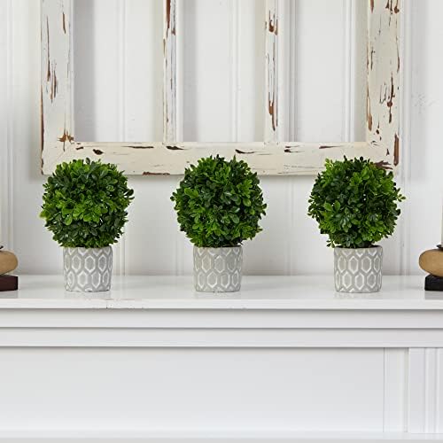 Nearly Natural 9in Boxwood Artificial Mini Topiary Set of 3