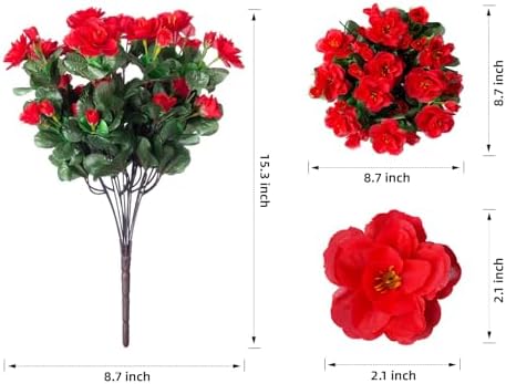 Faux Silk Red Camellia Flowers 3 Bundle Outdoor Decor