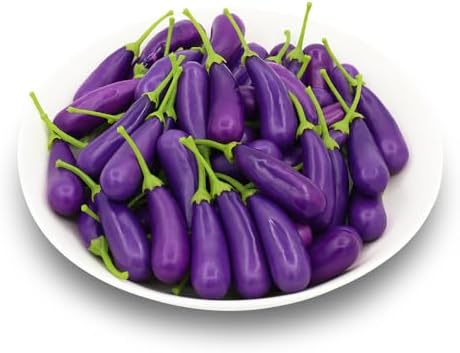 60 PCS Fake Eggplant Mini Artificial Vegetables Decor