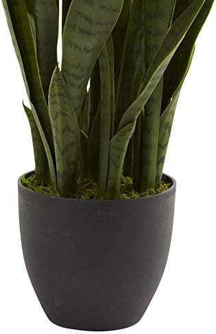 Nearly Natural Green 35in Sansevieria with Black Planter