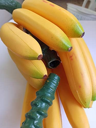 Zzooi Artificial Whole Banana Cluster Faux Bunch of Bananas with Stalk